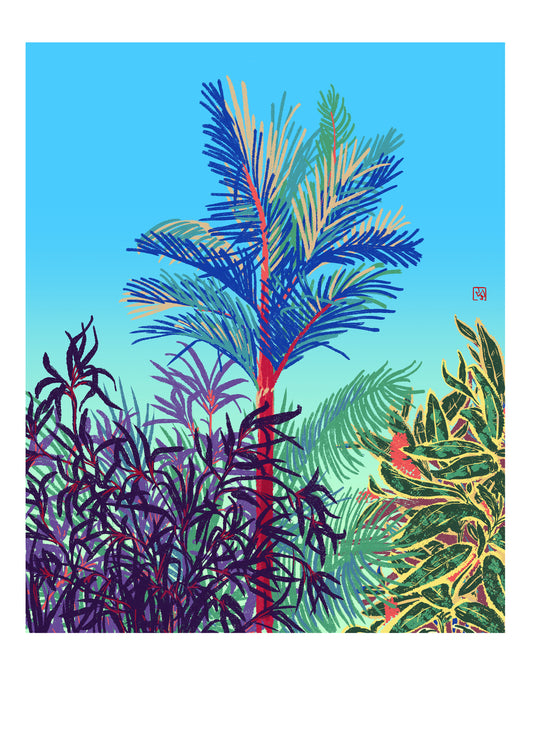 Red Palm print